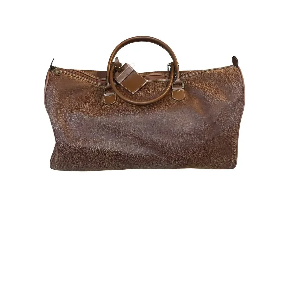 Vintage Oscar de la Renta Brown Duffel Overnight Travel Bag Carry-On Luggage